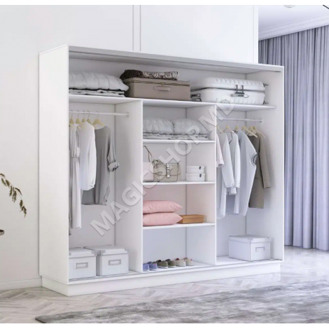 Шкаф Fox с раздвижными зеркальными дверями и ДСП (240-270 см x 60 x 200-240 см)